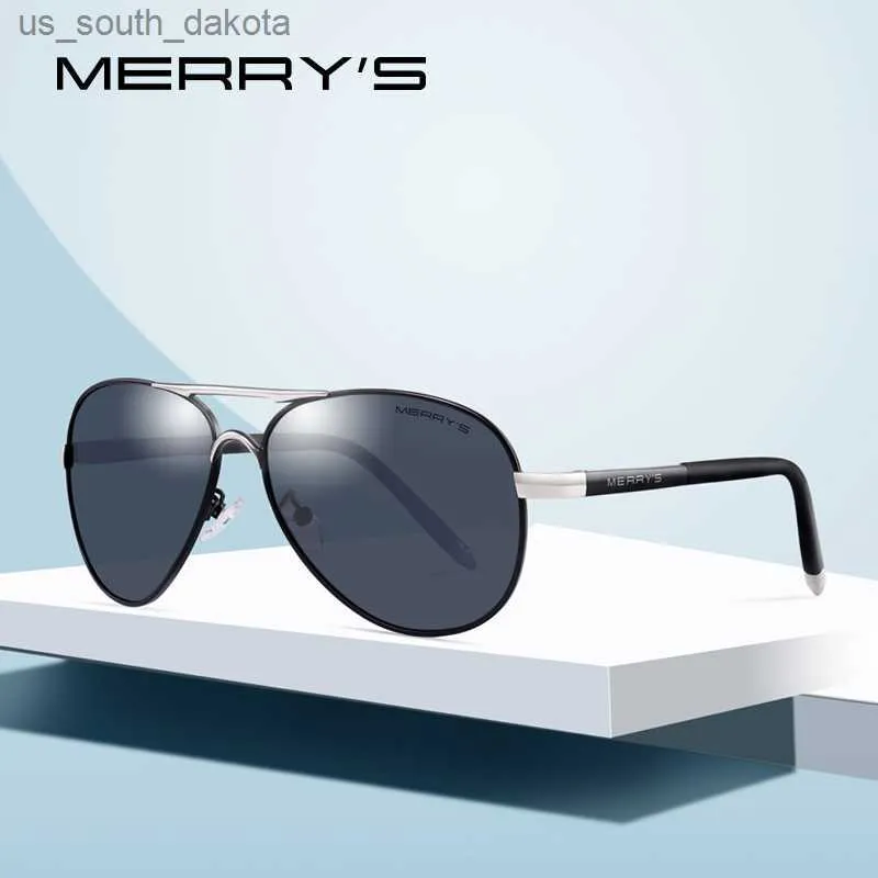 Óculos de sol Merrys Men Men Classic Pilot Sunglasses HD Polarized Aluminium Driving Sun Glasses Tons de luxo UV400 S8513 L230523