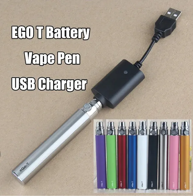 EGO T EGO-T Evod Vape Pen Batterie Cigarette Électronique Chargeur USB pour 510 fil eCig Vaporisateur CE6 CE4 H2 Cire Verre Globe Réservoir