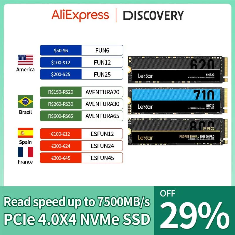 Fakten Lexar SSD NVME M2 512GB 1TB 2TB 256 GB 500 GB SSD M.2 2280 PCIE Gen 4.0 Festplatten -Festplattenantrieb für Laptop/PS5