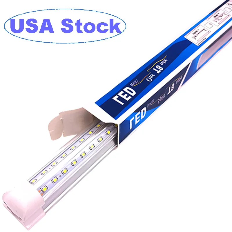 Cooler Door LED Tube V Shaped 5FT Lights 4FT 8 Feet T8 48W 72W Double Side Integrated Shop light 7200lm 10000lm 6200lm For Workbench Garage usastar