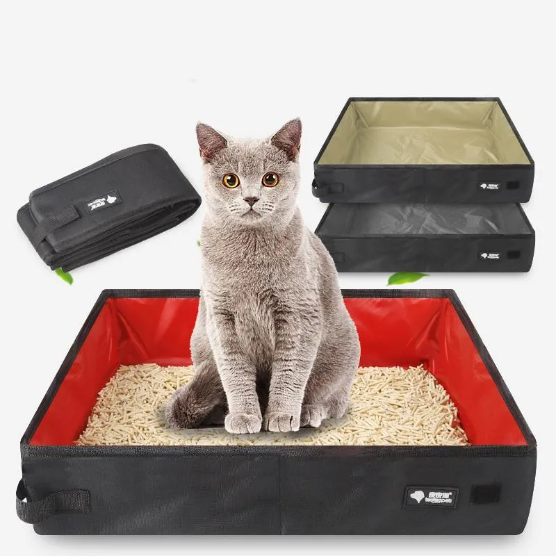 Caixas portátil dobramento viajar caixa de arear bandeja de vaso sanitário cão dobrável gato areia potty impermeável à prova de gato dobrável caixa de areia de gato