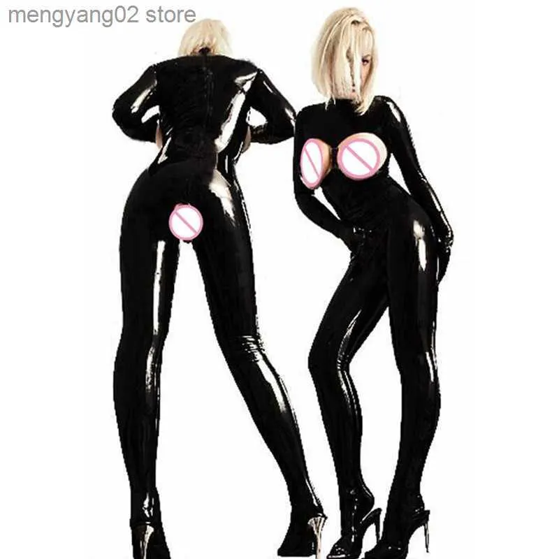 sexy pvc suit Hot Pink Stretch Vinyl Catsuit PVC PU Faux Latex Leather Turtle Neck  Bodysuit Jumpsuit Bondage Halloween Costume Size Xs S M L XL