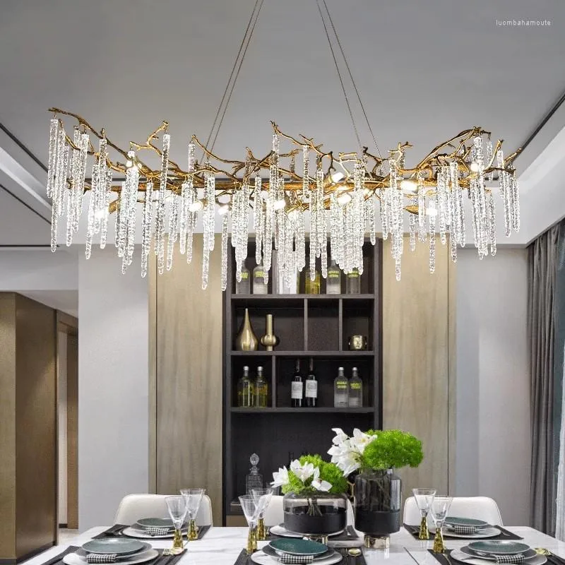 Candeliers 2023 Modern Crystal Teto Chandelier Icelle Luxury Branch para o pingente de decoração de quarto vivo