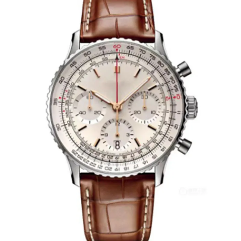 حركة Breitling رجال مشاهدة الكوارتز الساعات الموضة Wristwatch جلد حزام مقاوم للماء مراعات عالية الجودة الأصلية