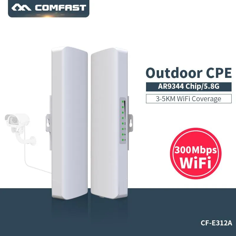 Routery Comfast 300 Mbps 5G Wireless Outdoor Wi -Fi daleki zasięg CPE 2*14DBI Antena Wi Fi Repeater Punkt dostępu Most AP CFE312A V2