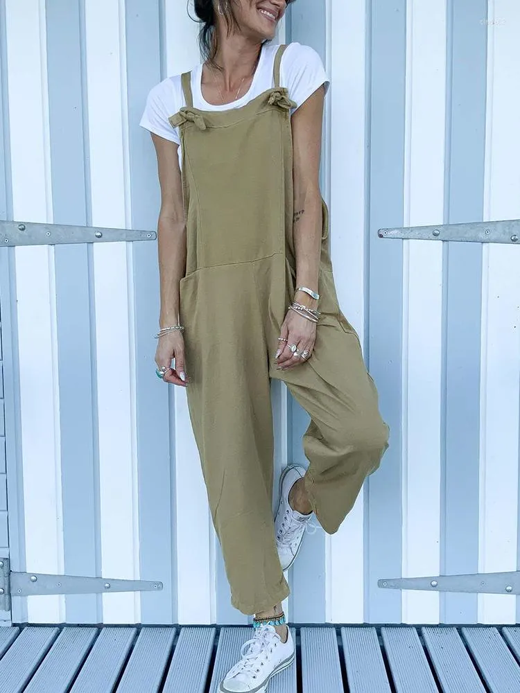 Fashion solid color loose jumpsuits top