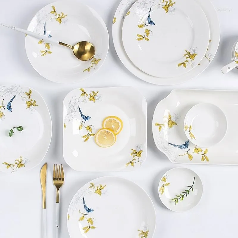 Borden Chinees vintage dinerbord mode set keramisch bloemen servies sets bot china luxe vajilla completa keuken servies