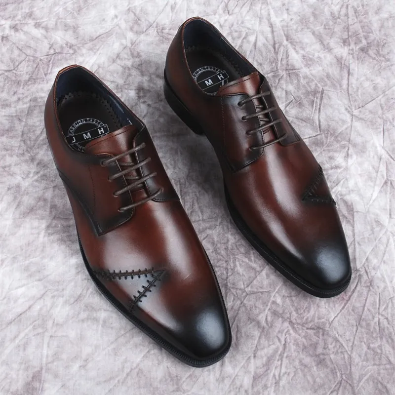 High Quality Handmade oxford Dress Shoes Men Genuine Cow Leather Suit Shoes Black Brown Footwear Wedding Formal Italian Shoes