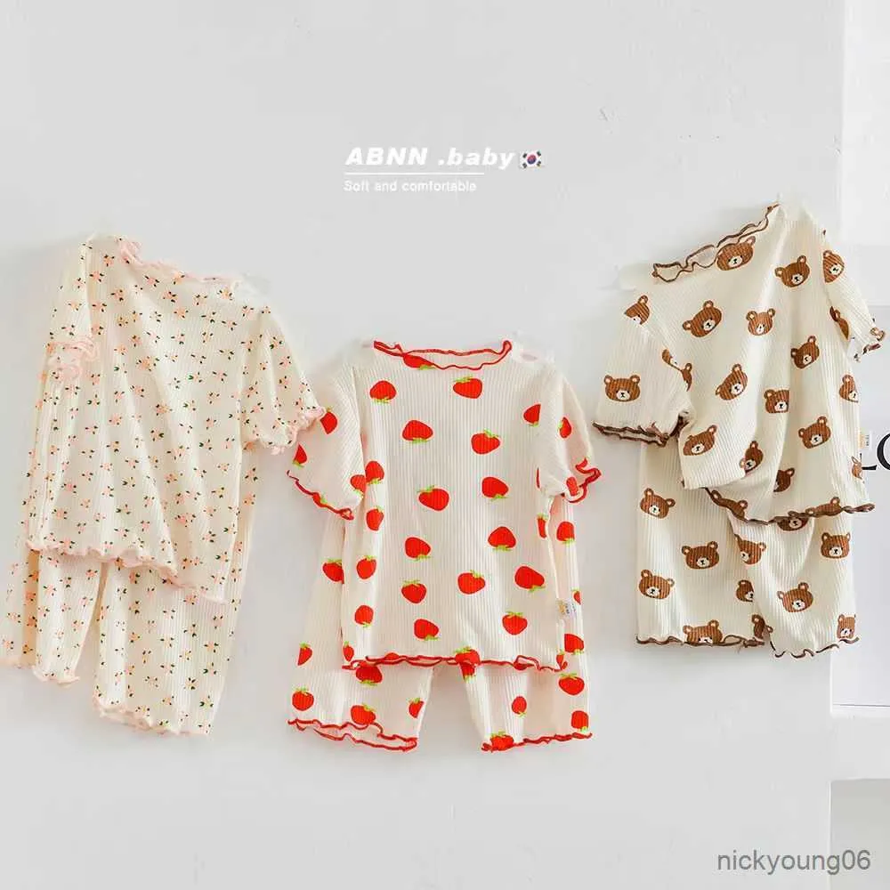 Ensembles de vêtements maison d'été pour bébé fille 6m-4y vêtements pour enfants Style pyjama ensemble décontracté mignon fille vêtements à manches courtes