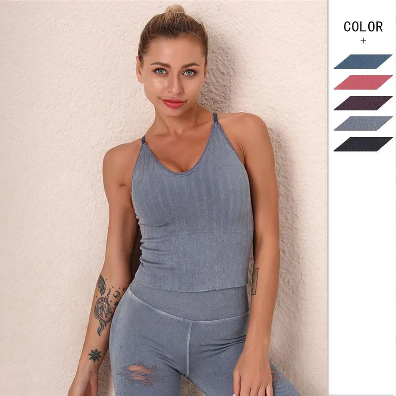 Tops New Fabric Nylon Breathable Women Fitness Tops Bra Solid Color And Sexy Sports Wear Outdoor Exercise Clothes Women Tank Top