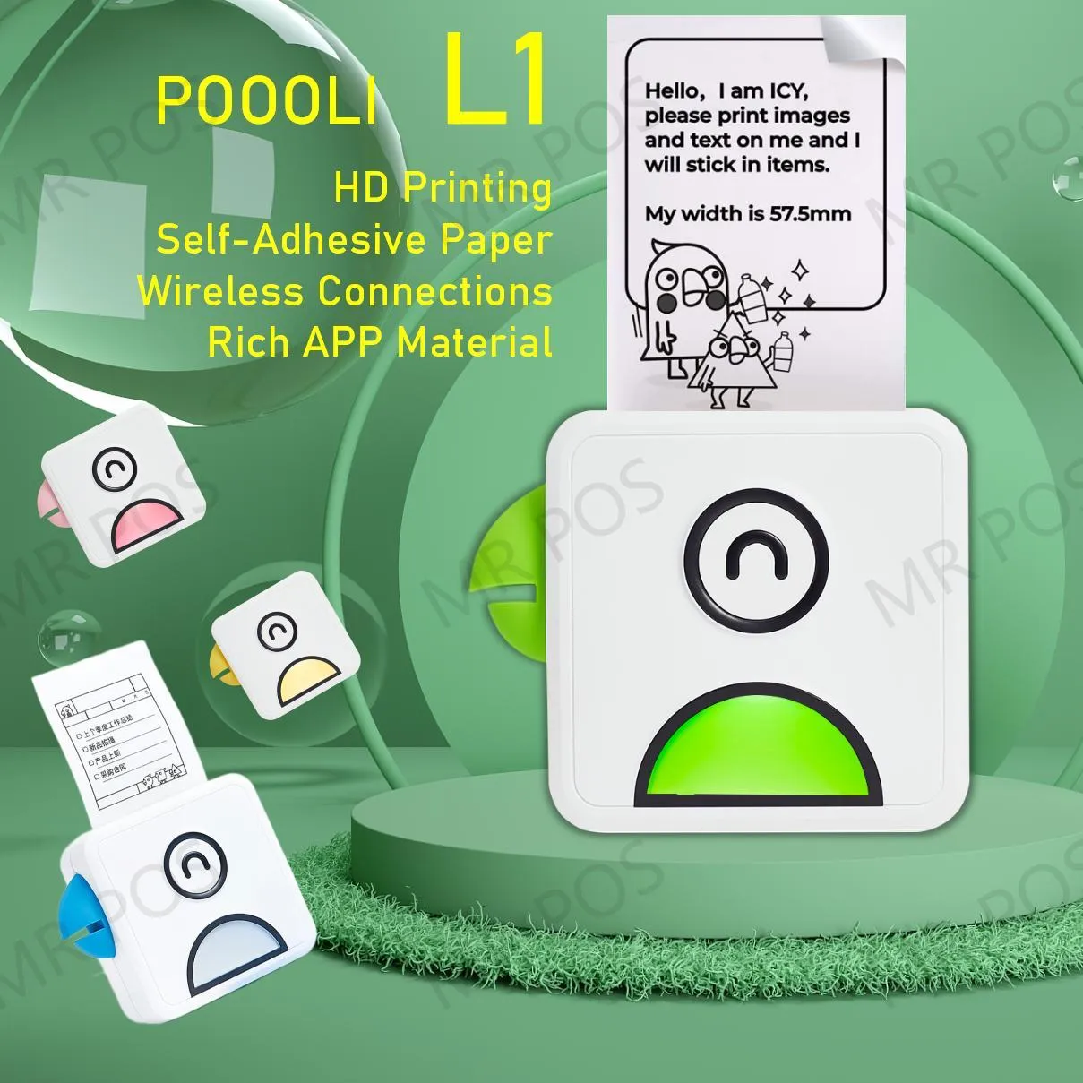 Printers POOOLI L1 Portable Mini Thermal Printer 203dpi 53mm Printing Stickers Wireless Inkless Mini Pocket Selfadhesive Label Printer