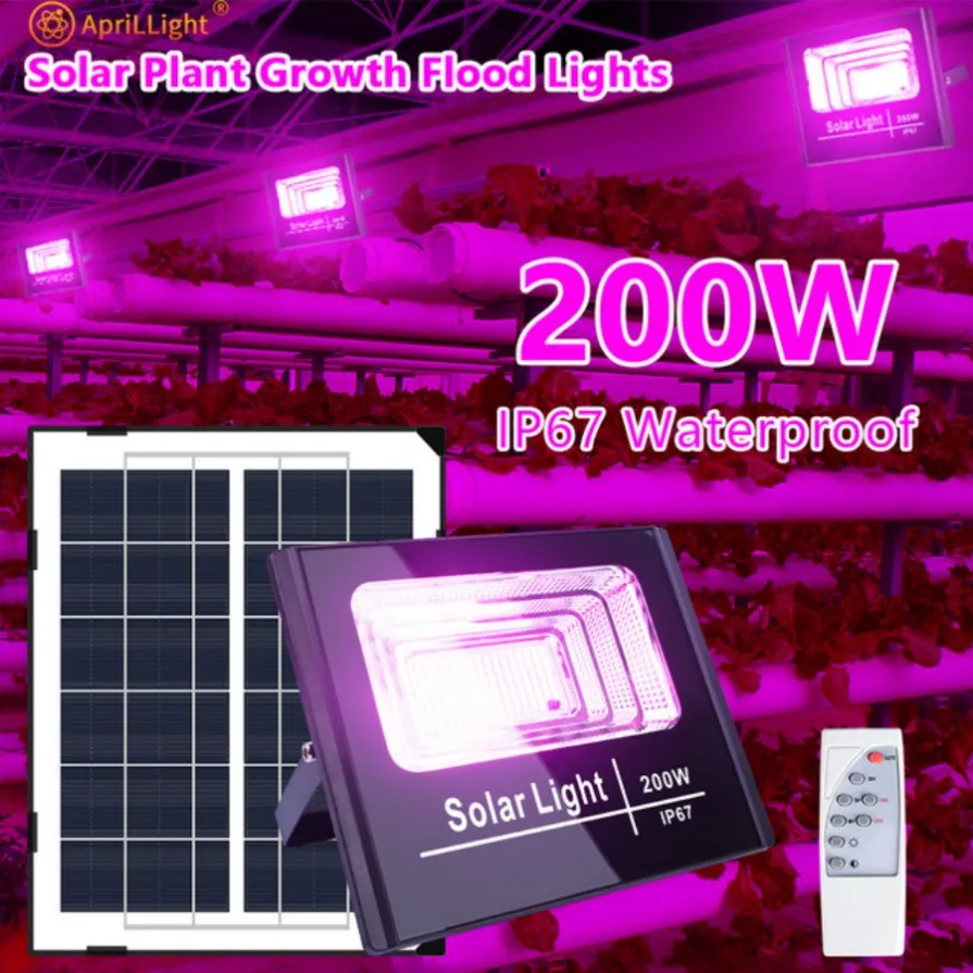 Holofote solar de led para cultivo de plantas, 200w, espectro completo, à prova d'água, fitolamp para plantas internas e externas, mudas de flores