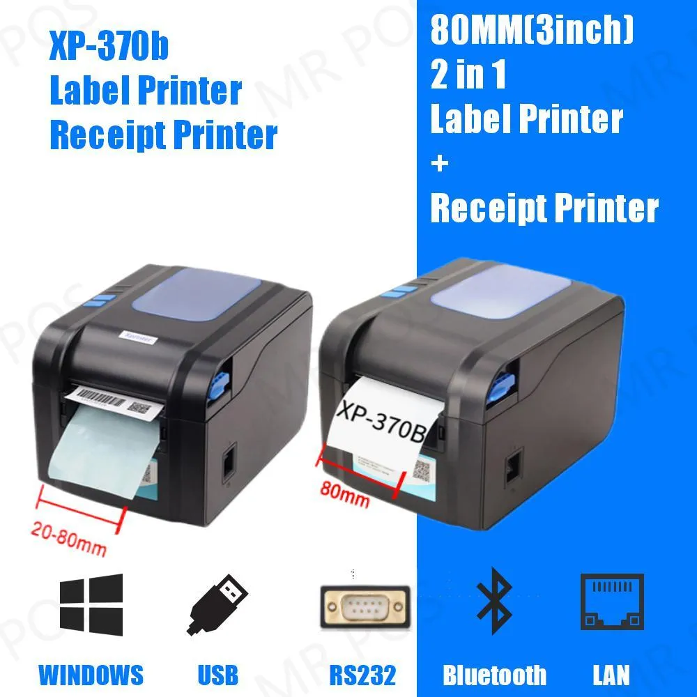 Imprimantes xprinter xp370b 2080mm Pos Thermal Receipt Label DualPurpose Imprimante USB Sticker Imprimante Bar Code Bar Machine pour supermarché