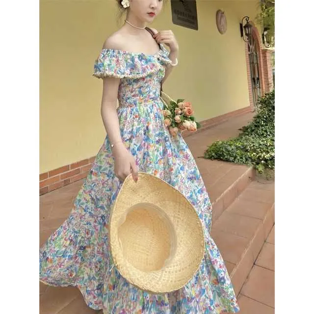 Off the shoulder floral midi dress sales