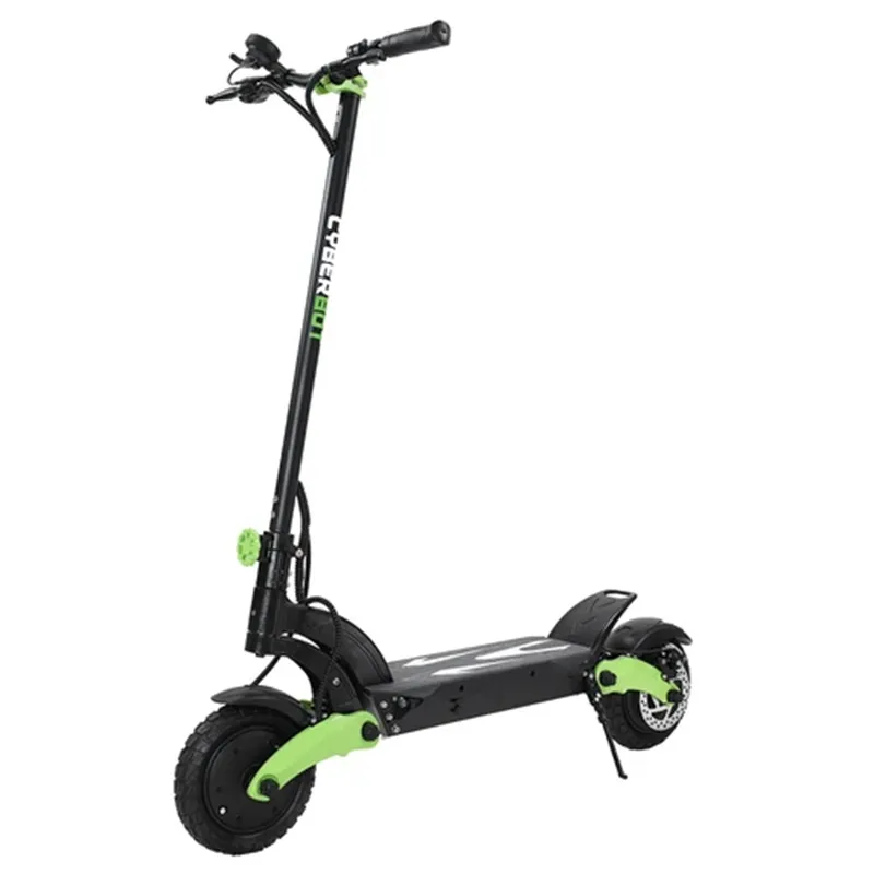 Cyberbot Mini Elektrikli Scooter 8.5 inç ön 500W + Arka 500W Çift Motorlar 48V 18AH Pil 53km/s 30-40km aralıklı çift disk fren yeşili için maksimum hız