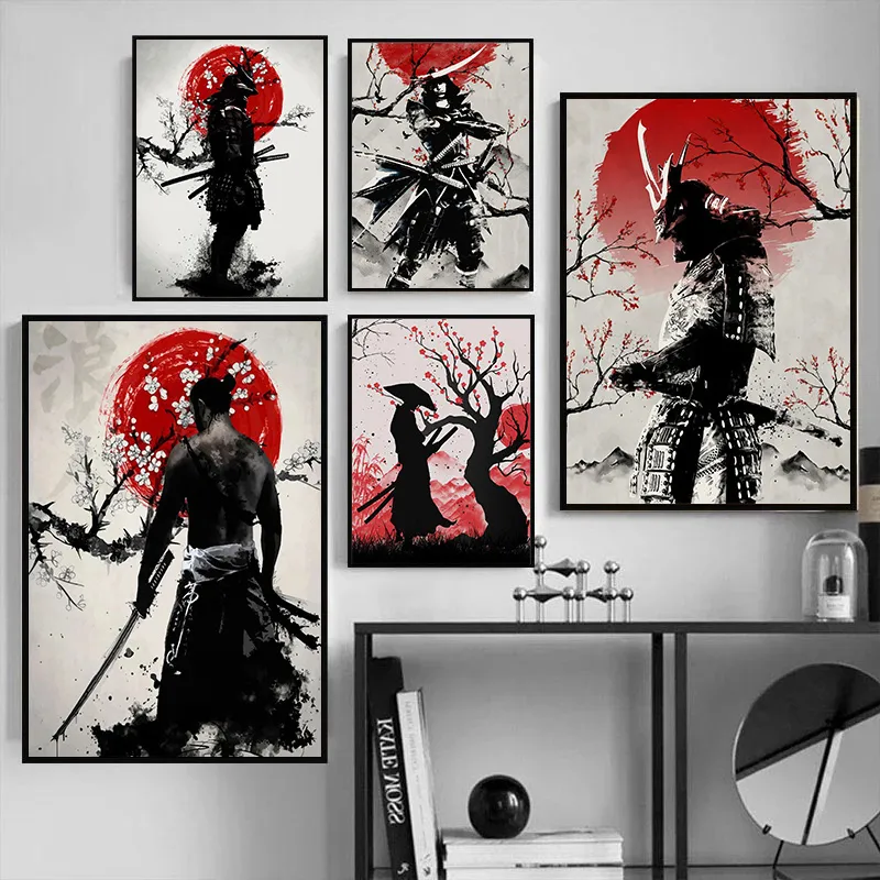 Poster e stampe di pittura giapponese Giappone Samurai Art Canvas Painting Anime Wall Art Pictures for Living Room Home Decor