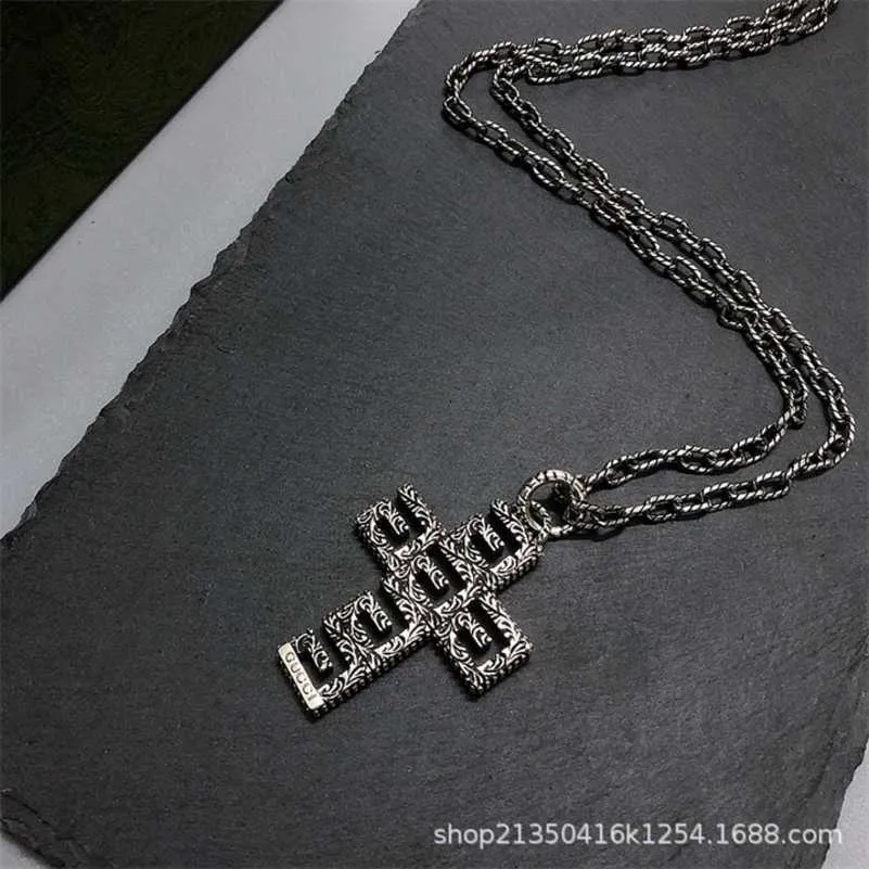 Designer sieraden armband ketting ring Ancient Cross 925 Made Old Sculpture Patroon Square Twist Chain All Match Necklace.