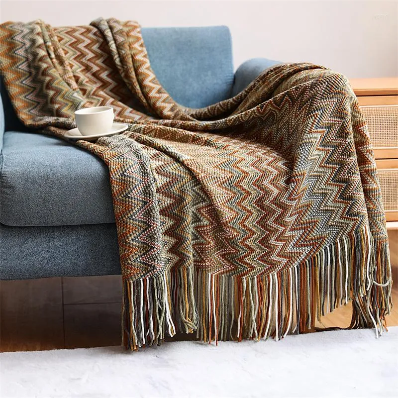 Cobertores Boho malha coberta decoração de cor sólida decoração de casa térmica sofá -cama com grama grossa