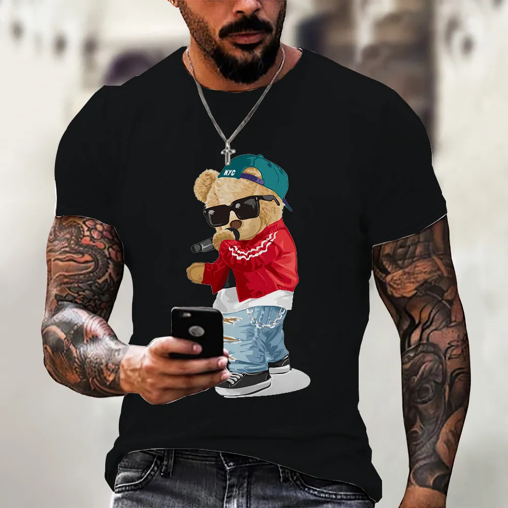 T-shirt estiva uomo leone animale stampa 3d moda manica corta top t-shirt fitness sport micro elastico per uomo