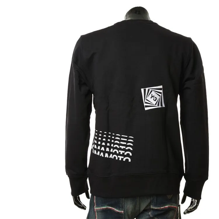 남자 까마귀 스웨트 셔츠면 여가 인쇄 둥근 목 검은 풀오버 스웨터