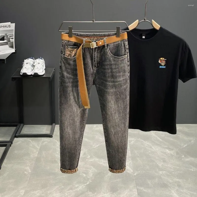 Heren jeans kpop lage toverbruik voor mannen werkbroek comfortabel rekbaar stijlvolle duurzame hoogwaardige mode-rand denim broek