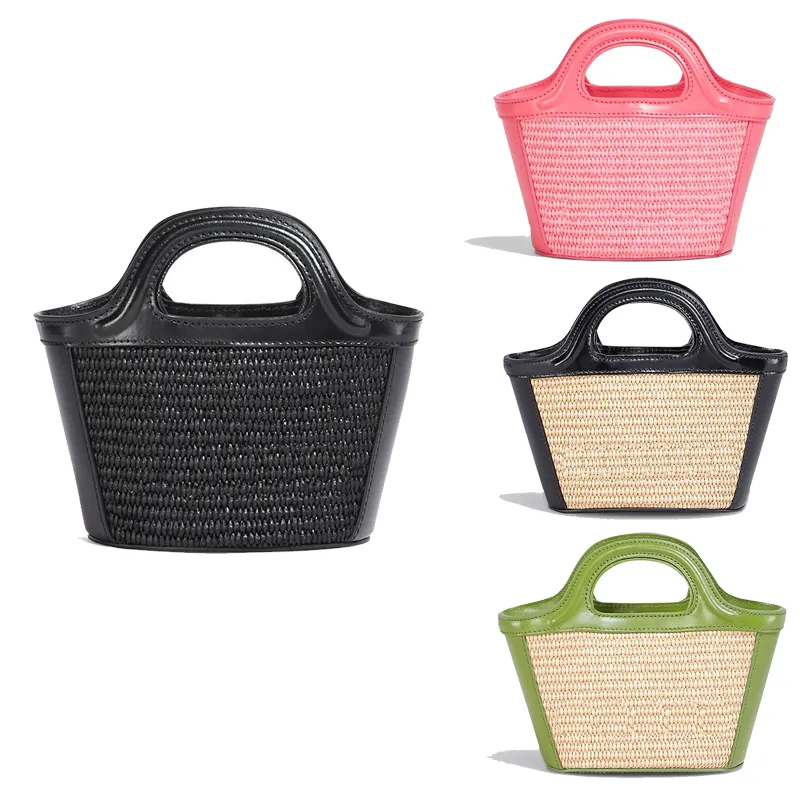 Summer Marn Weave Straw Raffias Bags Mulheres designer ombro de praia Tropicalia costura micro palha saco cruzado corpo viagens mini tocha bolsa embreagem cesta de comida