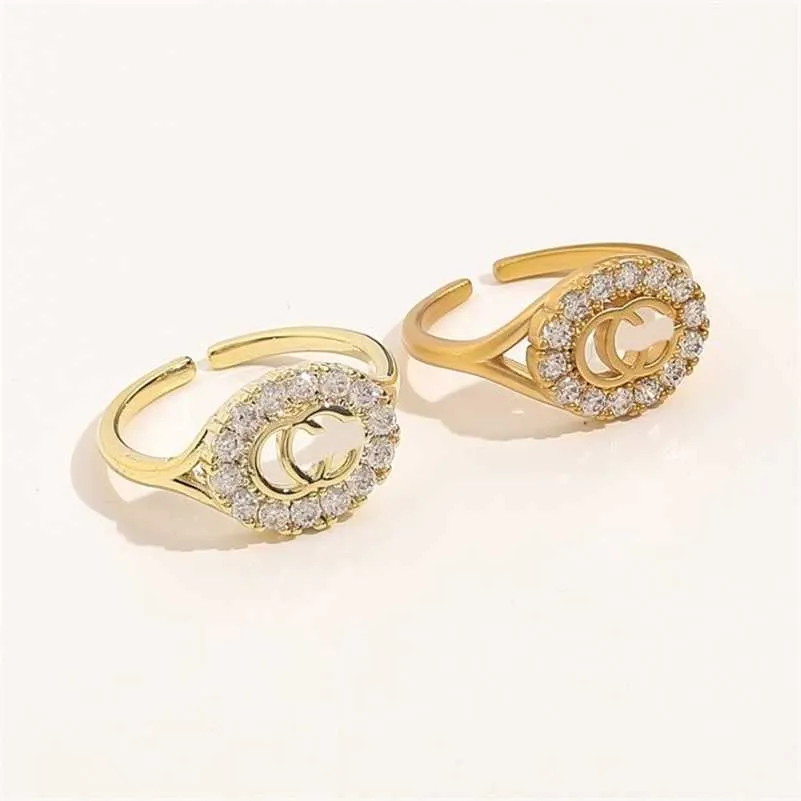 designer sieraden armband ketting ring echt verguld opening diamant ingelegd temperament eenvoudige ring vrouwelijk