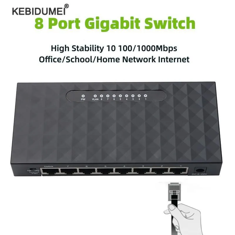 مفاتيح 8 منفذ Gigabit Switch سطح المكتب RJ45 Ethernet Switch 1000MBPS LAN SWITCH