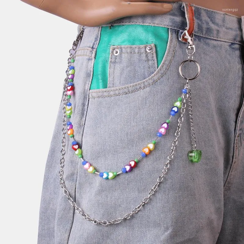 Porte-clés 2023 Hip Hop Punk porte-clés mignon couleur bonbon fleur papillon coeur pantalon Jean chaîne pour femmes filles rue bijoux