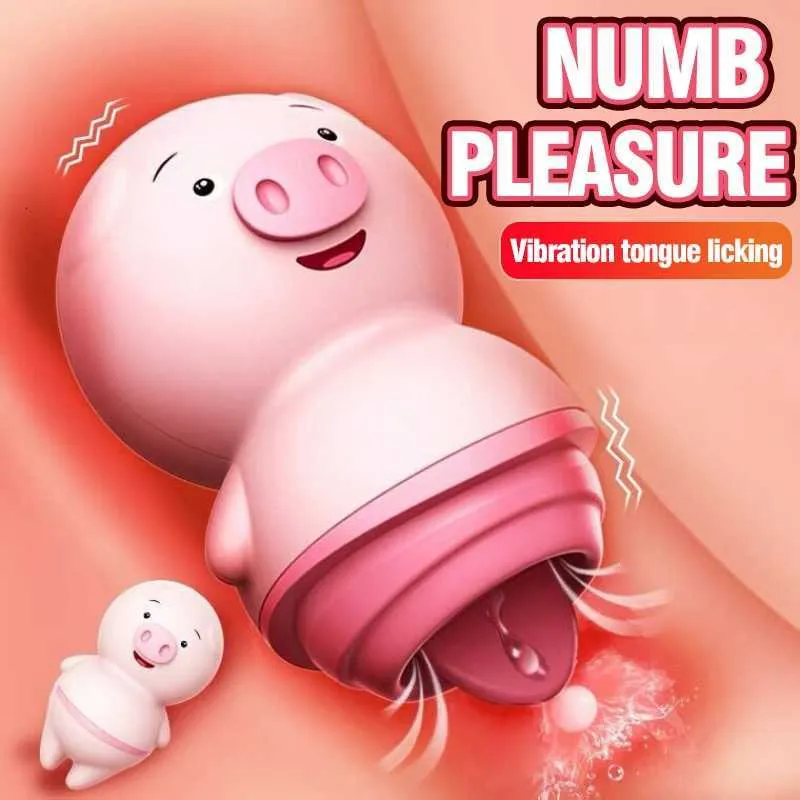 Seks oyuncak masajı dil yalama kadınlar için vibratörler klitoris stimülatörü vajinal klitoris miper emzer piggy şekilli yetişkin oyuncaklar