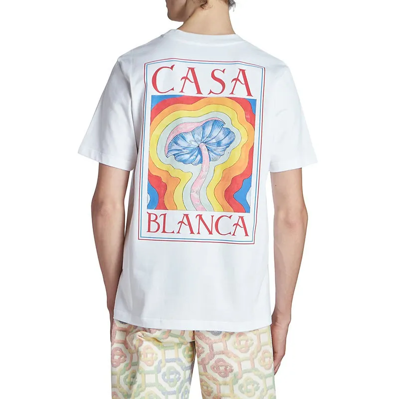 Men's Tracksuits Casablanca Dreamland Cloud print short sleeve summer CASA men's and women's loose all match brand T shirt 230530