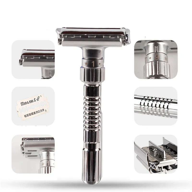 Classic Men's Safety Razor Set - Adjustable Double Edge Metal Razor for ...