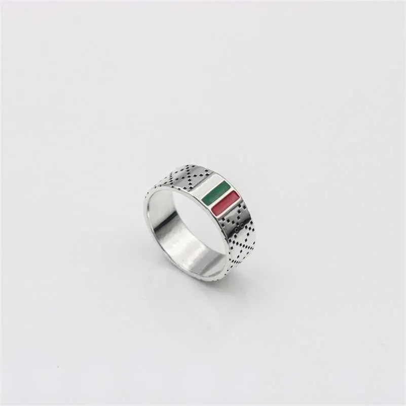 projektant biżuterii bransoletka Naszyjnik Pierścień Pierścień Prosty diament z kratką czerwoną zieloną emaliowaną pierścień
