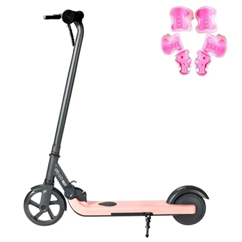 GOGOBEST V1 Trottinette Électrique Pliante pour Enfants 150W Moteur 21.6V 2AH Batterie Vitesse Max 4 ~ 6Km/h pour Sports de Plein Air pour Enfants avec Protecteurs Genoux et Coudes Libres - Rose