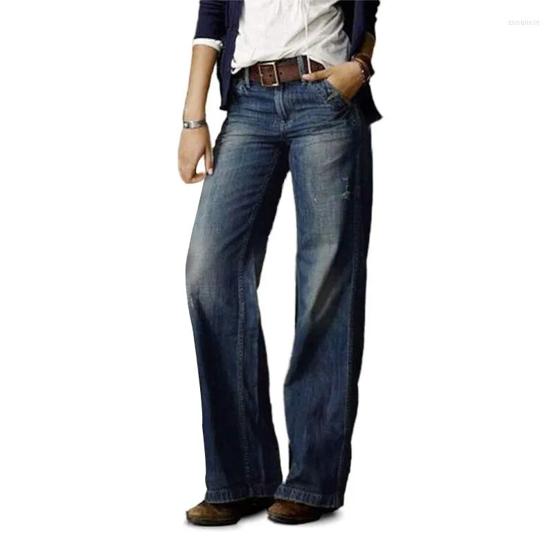 Frauen Jeans modische Frauen Cowboy Retro -Stil gerade Bein locker in graublau schwarz 2023