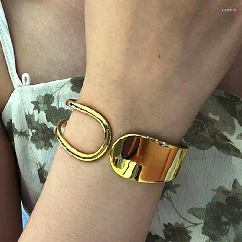 Bangle Open Spring U Wide Bangles roestvrij staal voor vrouwen geometrische eenvoudige statement sieraden minimalistisch niet -tarnisch