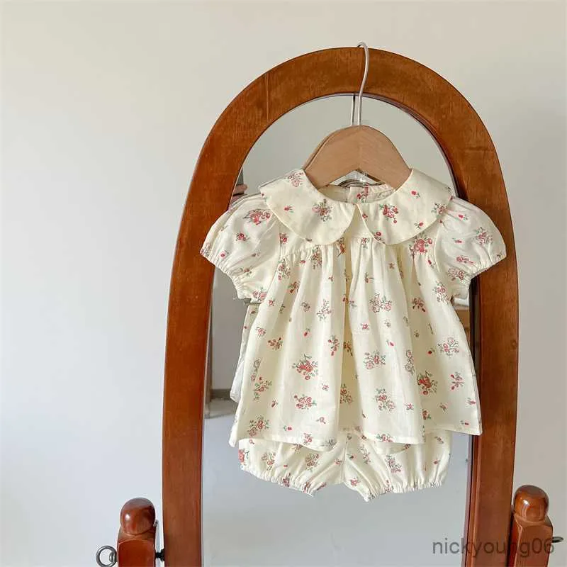 Ensembles de vêtements 6M-36M nouveau-né bébé filles vêtements en coton imprimé pour l'été chemise à manches courtes et shorts 2 pièces