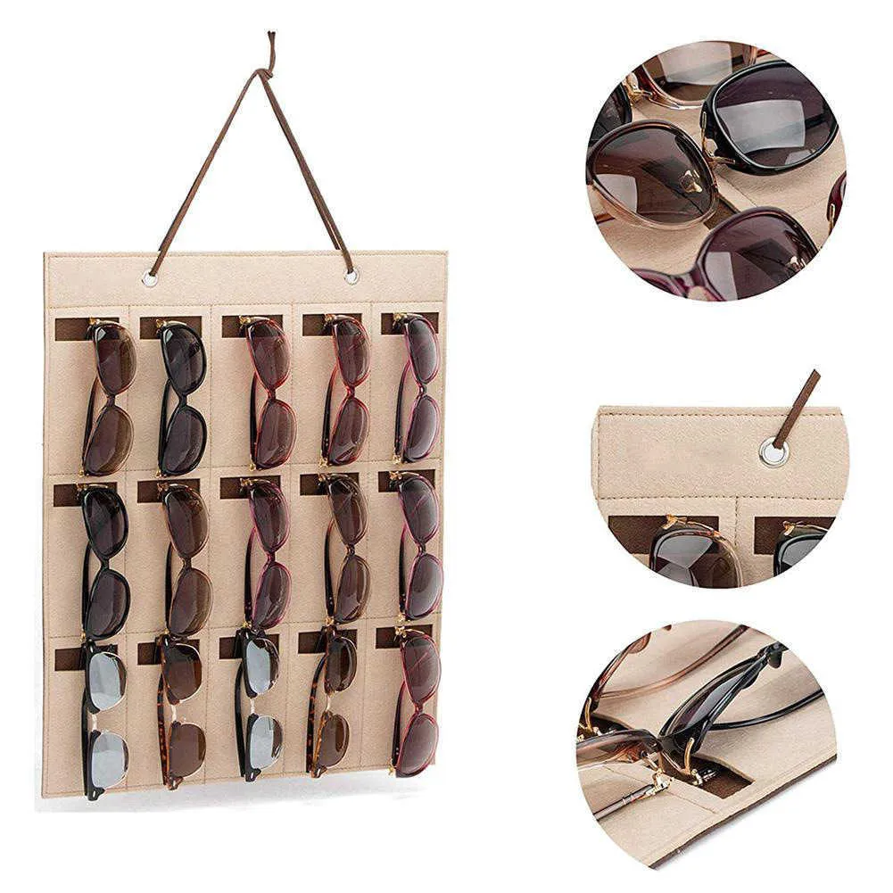 Sunglasses Cases Bags Grids Glasses Organizer Storage Wall Hanging Display Stand Foldable Bag Eyeglass Container Jewelry