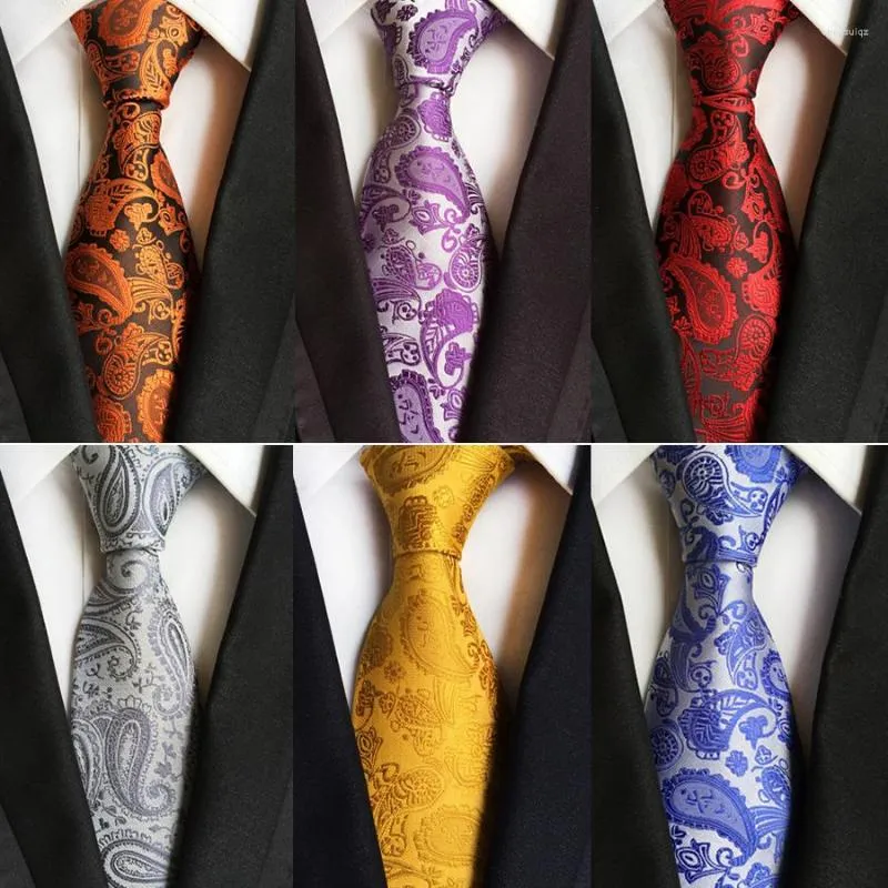 Bow Ties Fashion 8cm Erkekler Tie İpek Paisley Klasik Lüks Juaqurd Neck Erkekler İçin Resmi Elbiseler Aksesuarlar Hediyeler Slim