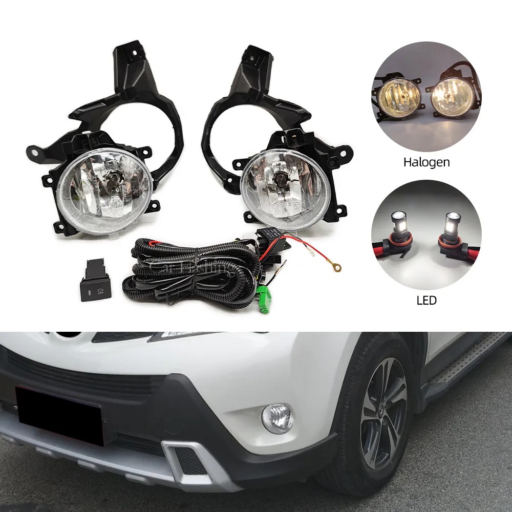 LED -mistlicht voor Toyota RAV4 2013 2014 2015 Koplamp Foglamp kabelschakelaar Grille cover halogeen mistlampen frame