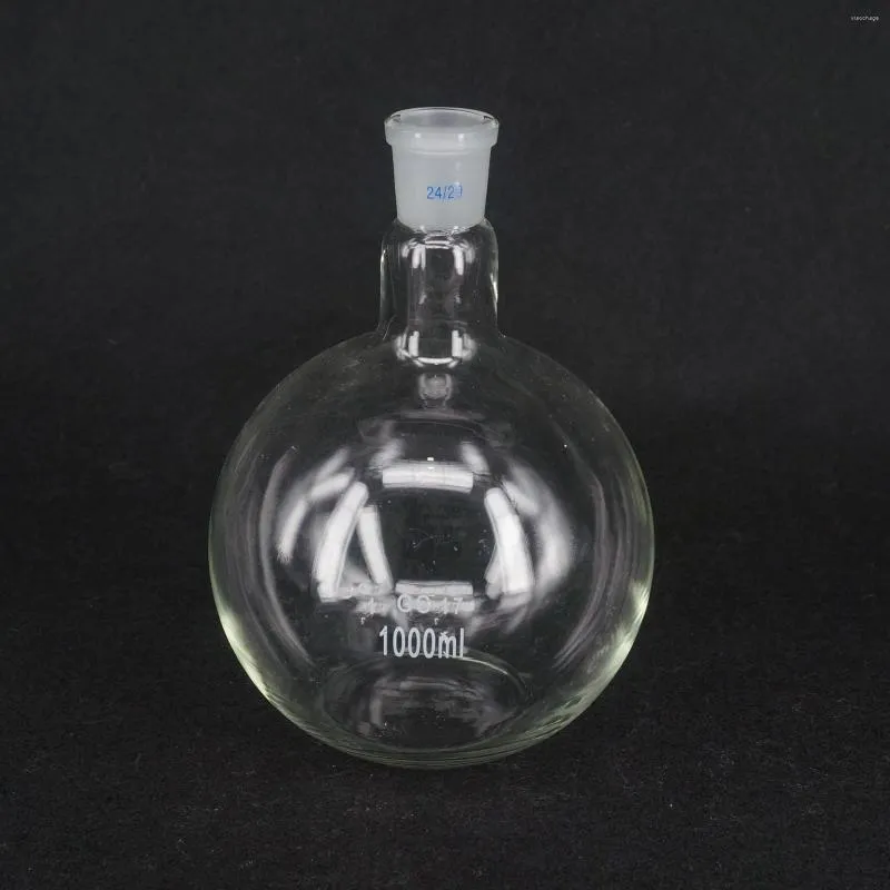 Boccetta a fondo piatto a collo corto in vetro borosilicato 24/29 che bolle per laboratorio