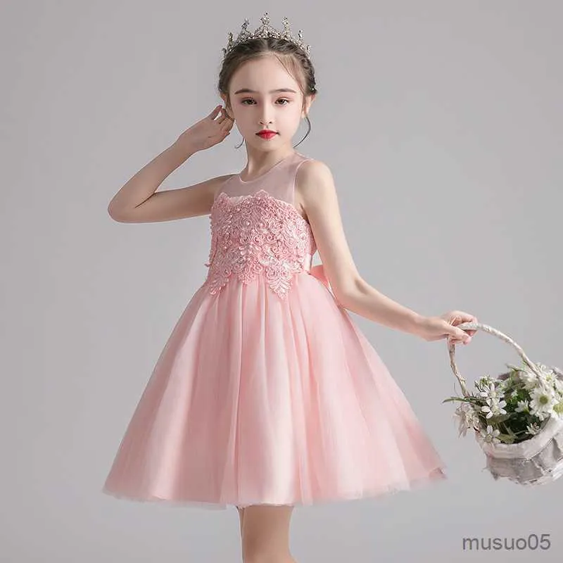 Robes de fille bébé filles vêtements enfants filles robe de bal robe enfant en bas âge fille été perles broderie princesse robe de fête d'anniversaire