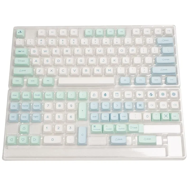 Tillbehör PBT KeyCaps XDA Profil Dye Sub Personaliserad iskristall Mint KeyCap för Cherry MX Switch Mechanical Keyboard 135 Keys