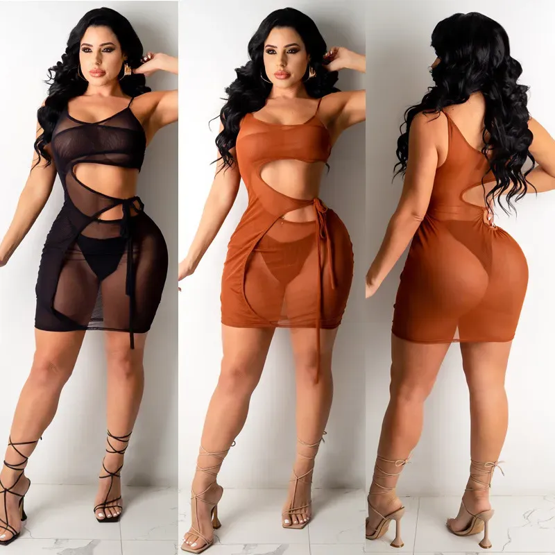 Dames Robe Robes Decontractees Femmes Sous Vetements Filles Sexy Jupe Courte Bretelles Serre Hanche Printemps Automne Net Fil Grande Femme Vetements Du 31 69 DHgate