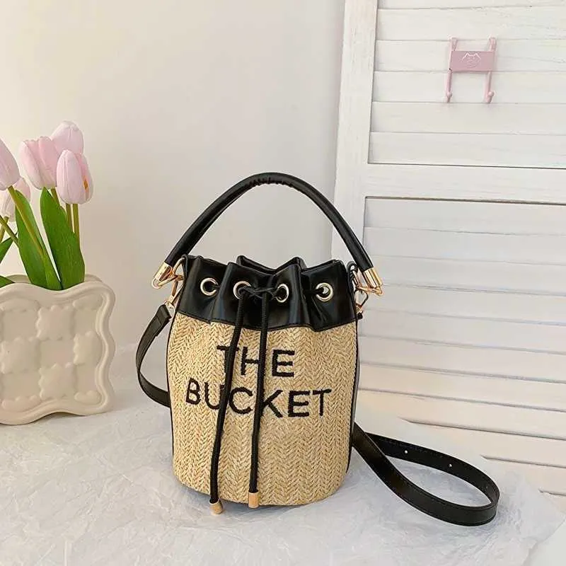 estate Straw marc Tote Bag totes Donna Borse a tracolla Stilisti Borse Portafoglio Tutto-fiammifero Borsa a secchiello con stampa lettera classica Borsa da spiaggia ricamata