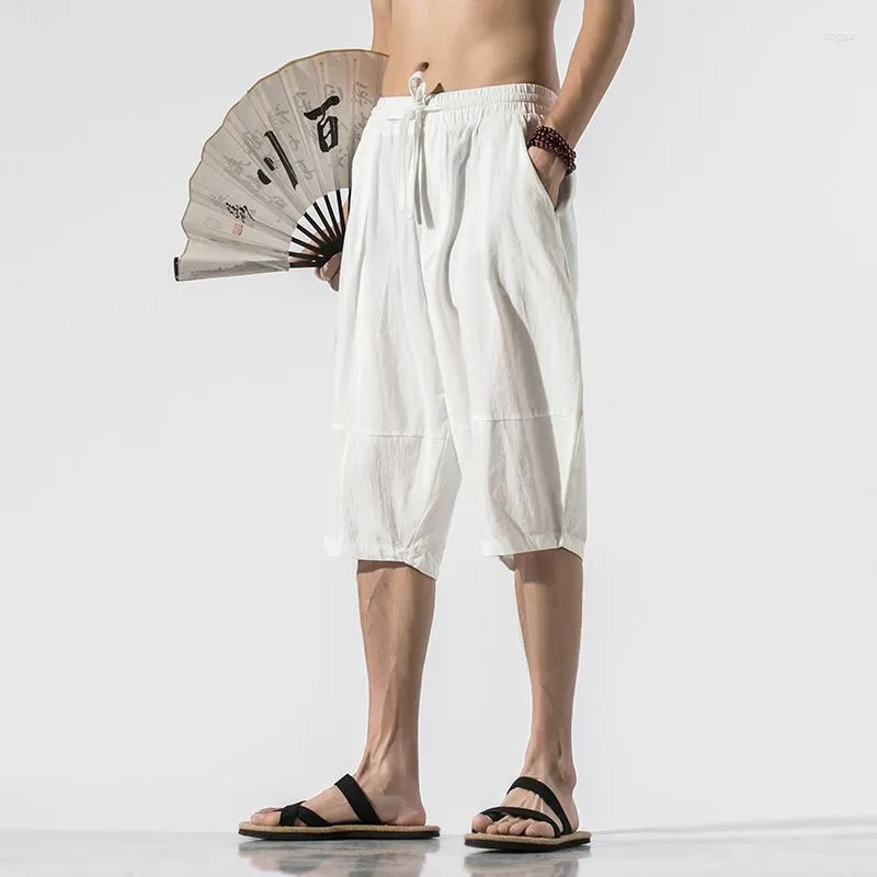 Męskie spodnie Męskie harem lenen Summer Men 2023 Cotton Casual Hip Hop Runners Streetwear Bloomers o długości cielęcia