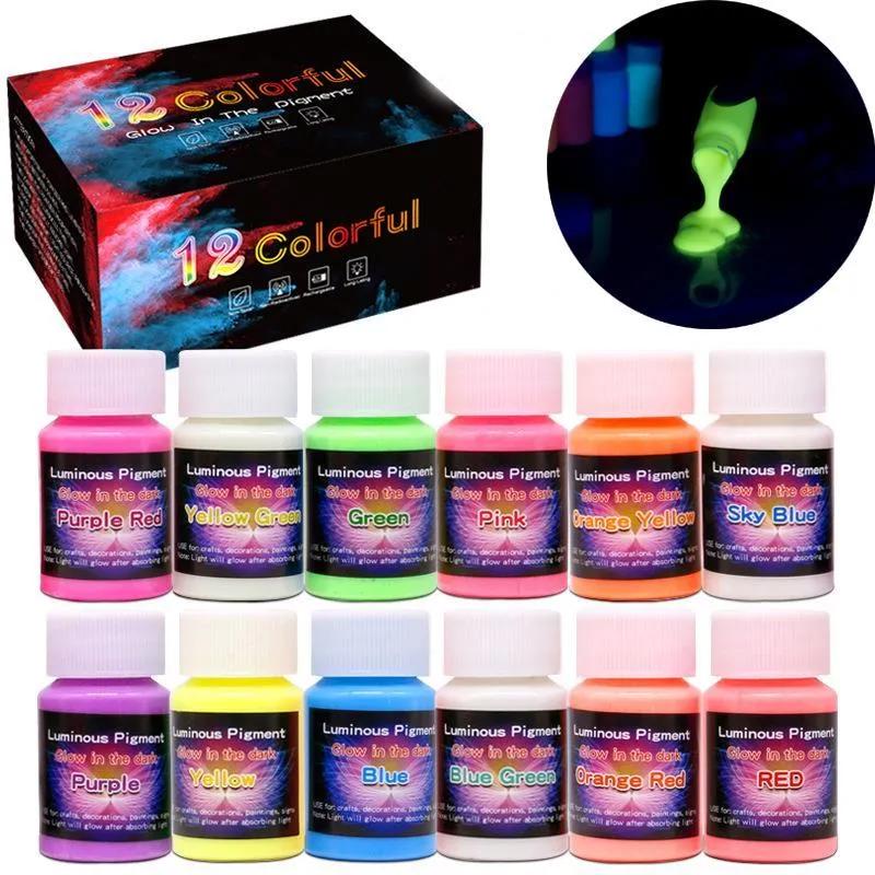 Accessories 12 Bottle/set Glow in the Dark Luminous Party Diy Nontoxic for Paint Nails Resin Makeup Body Painting Decoration Gift Decor