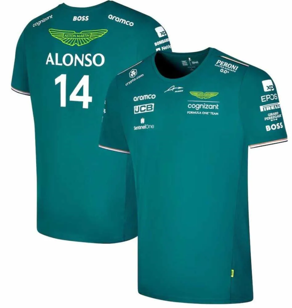 Aston Martin Aramco Cognizante F1 Polos 2023 Team Oficial Polo Summer Summer Masculino Casual Decidagem rápida Manga curta Fashion30Ess