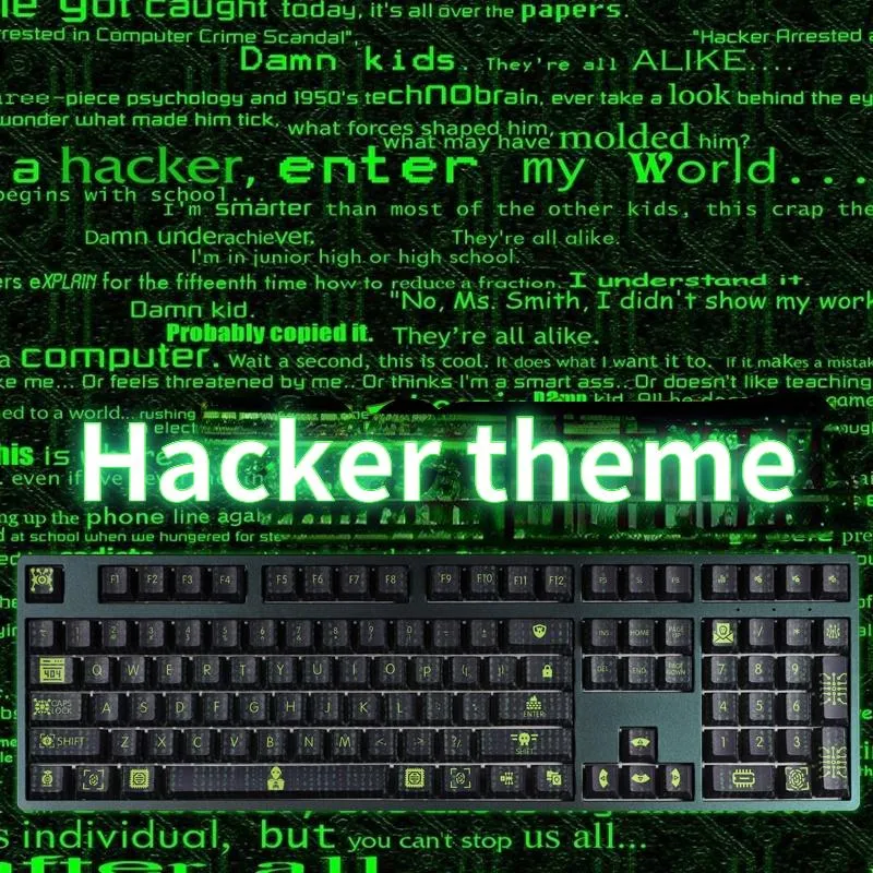 Tillbehör 108 Nyckel Hacker Theme PBT Key Cap Hacker Science Fiction Data Cyberpunk Mechanical Tangentboard Cap