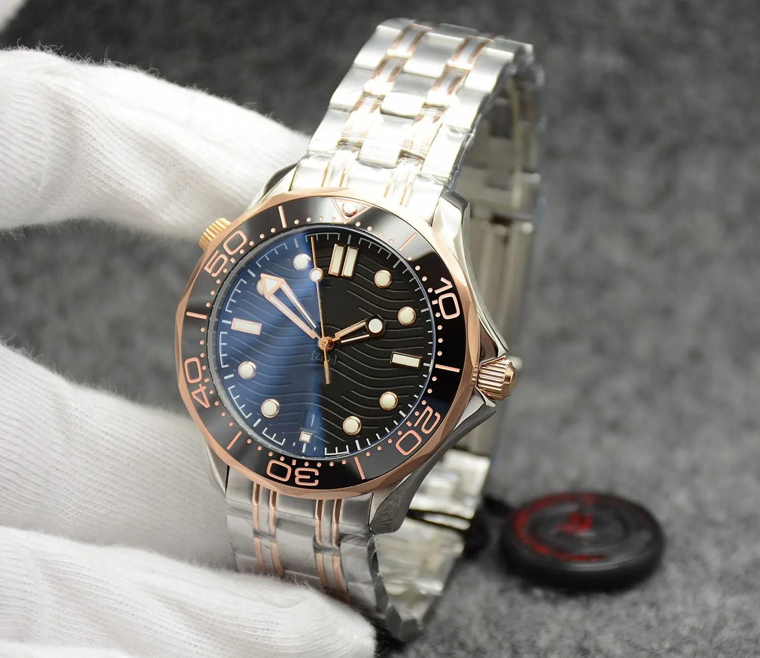 Mens Automatic Mechanical Watches Montale Shock Resistant 42mm Black Dial Stainless Steel Bracelet Rotating Circle Transparent Man Watch Iced Out